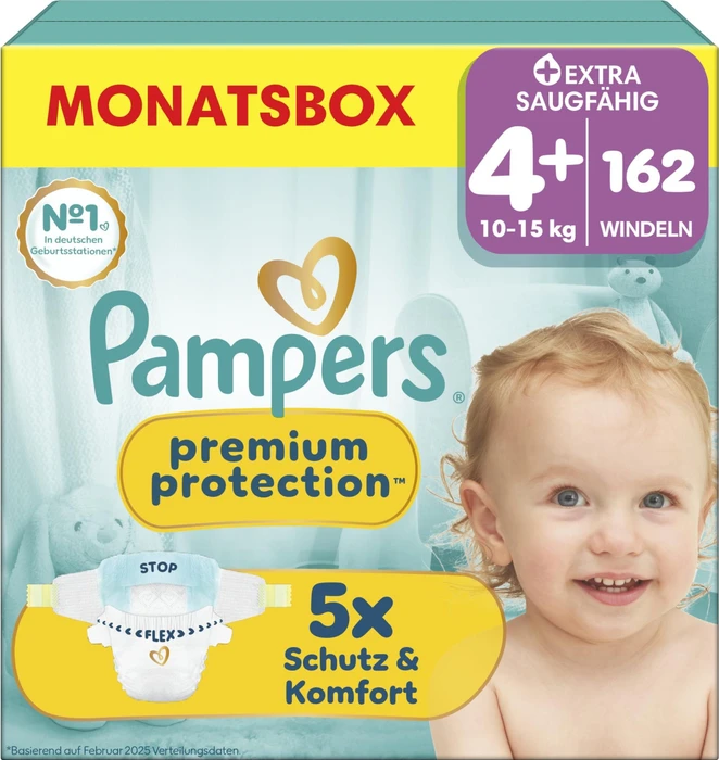 Pampers Premium Protection Pants Gr.4+ Maxi Plus Einwegwindel, 9-15kg, 162 Stück