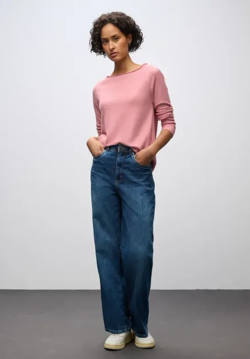 Street One Soft Melange Shirt langarm almond coral mel. (Damen)