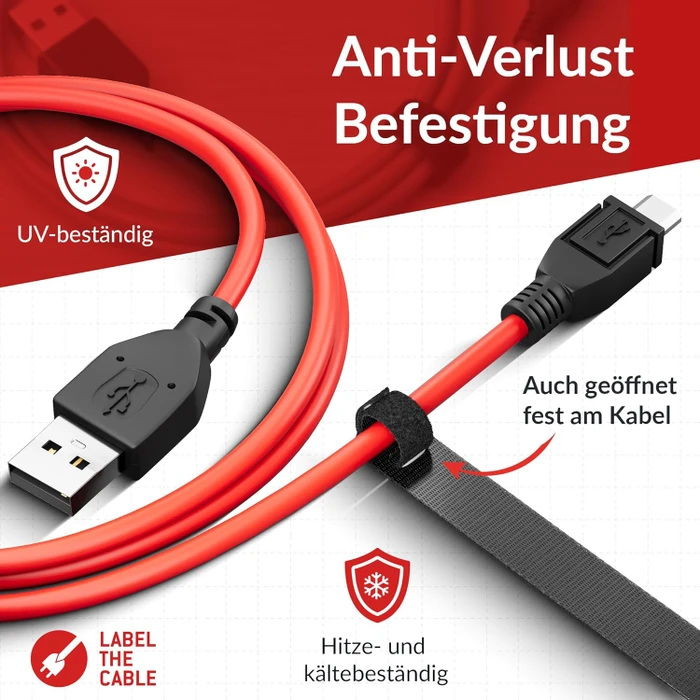 LABEL THE CABLE LTC Basic Straps PRO Kabelbinder, schwarz, 50er-Pack