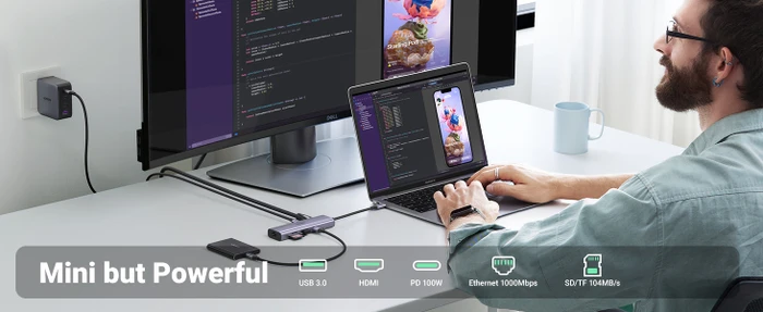Ugreen 7-in-1 USB-C Hub, USB-C 3.0 [Stecker]
