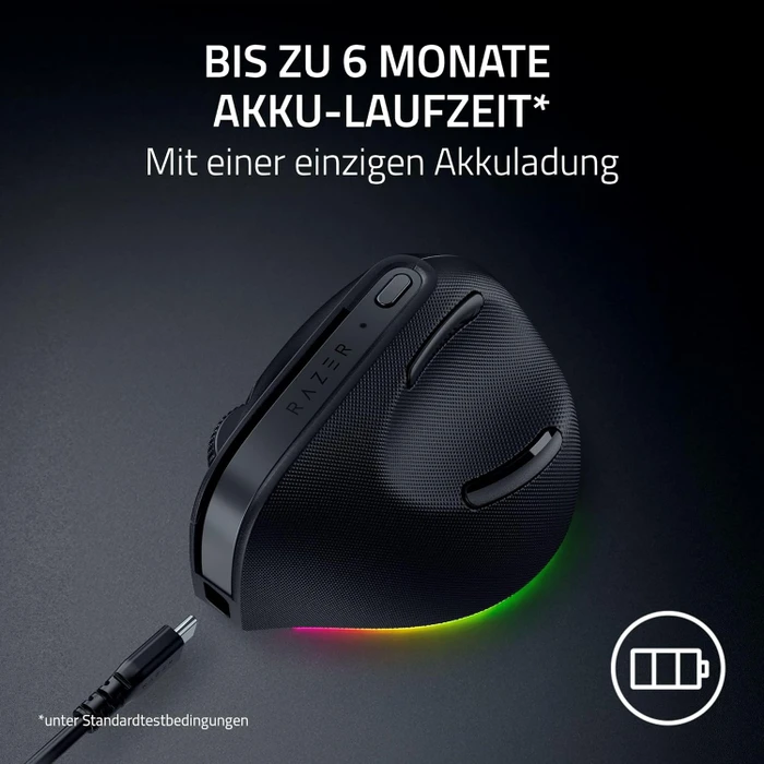 Razer Pro Click V2 Vertical Edition Wireless Mouse, schwarz, USB/Bluetooth