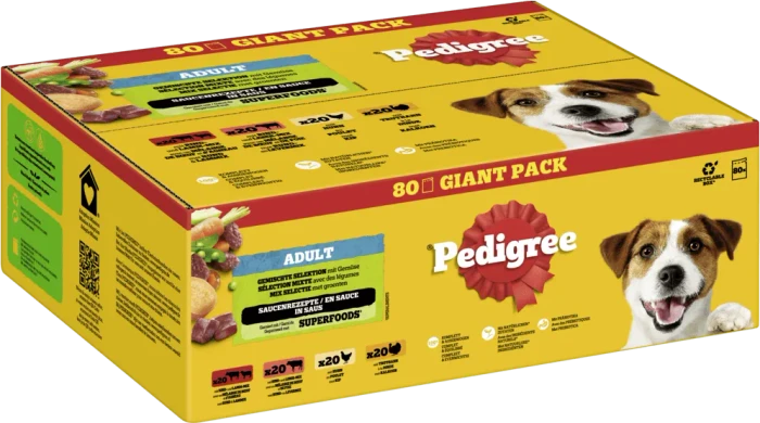 Pedigree Gemischte Selektion in Sauce 4 Varietäten, 8kg (80x 100g)