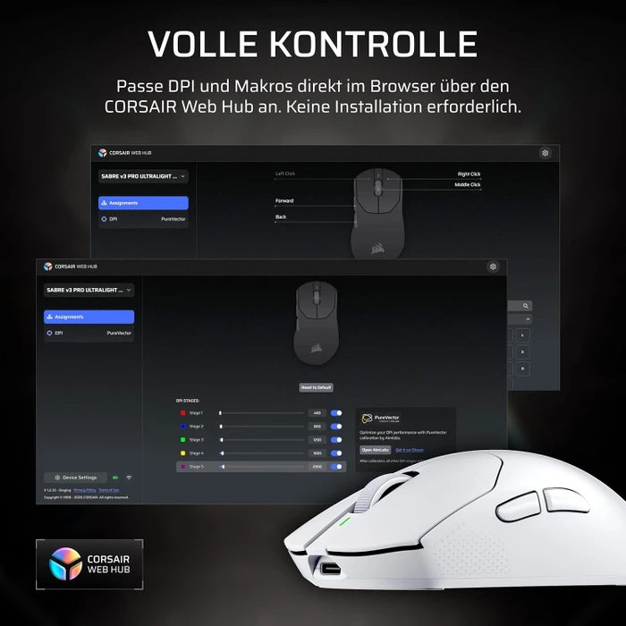 Corsair Sabre v3 Pro PureVector Ultralight Wireless, weiß, USB