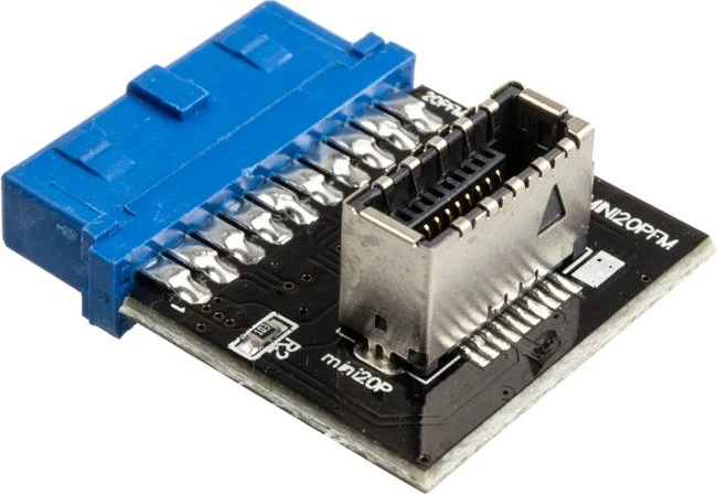 Akasa USB 3.0 19-Pin auf USB 3.1 20-Pin Key-A Pfostenstecker intern