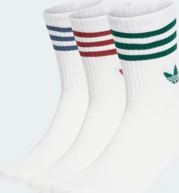 adidas 3-Streifen Crew Socken white/preloved ruby/preloved ink/collegiate green, 3 Paare