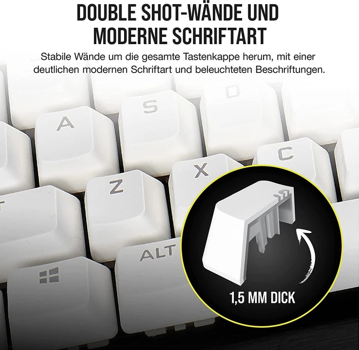 Corsair Pro Keycap Mod Kit, Kunststoff (PBT) Double-Shot, weiß, 105 Tasten, ISO-DE