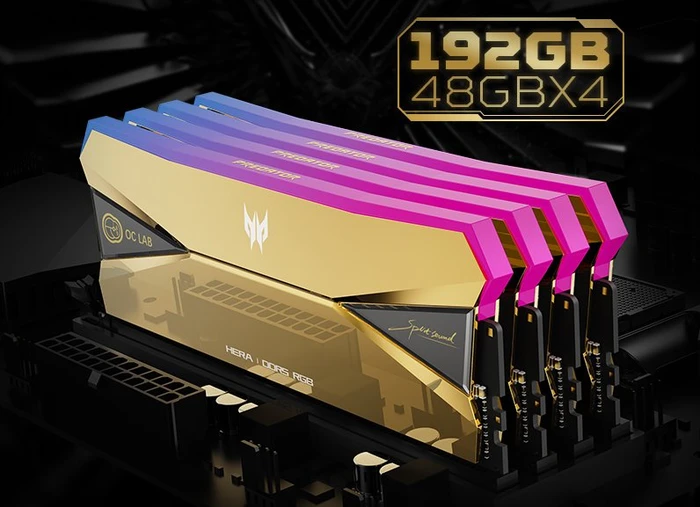 Acer Predator OC Lab Gold Edition Hera UDIMM 192GB Kit, DDR5-6000, CL28, 2RX8