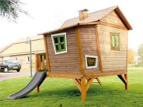 Axi Spielhaus Emma braun/grün mit Rutsche grau