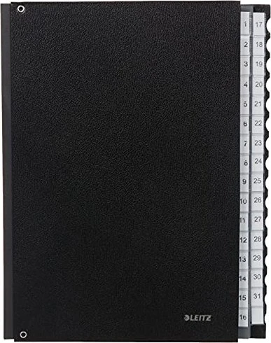 Leitz Pultordner mit Nummernregister, 31 Fächer, A4, schwarz