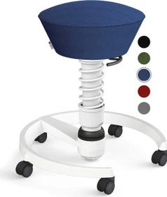 Aeris Swopper Air New Edition Bürohocker mit Rollen, Feder Standard, Gestell Alu weiß, Bezug Mesh-Gewebe blau