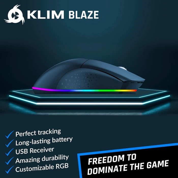 Klim Blaze Rechargeable Wireless Gaming Mouse schwarz, USB
