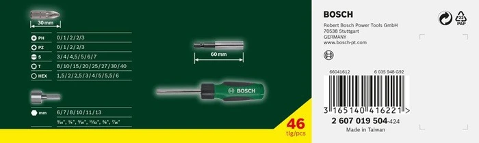 Bosch DIY Bitset/Steckschlüsselsatz inkl. Werkzeugbox, 46-tlg.