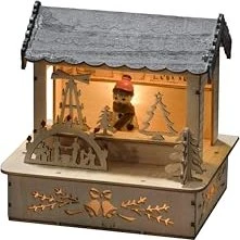 Konstsmide Motiv Holzleuchter Marktstand mit grauem Dach 12.5cm LED 3x warmweiß