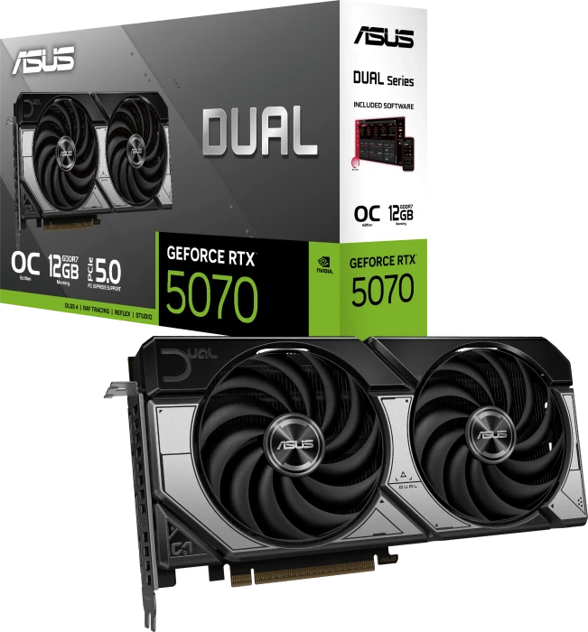 ASUS Dual GeForce RTX 5070 OC, DUAL-RTX5070-O12G, 12GB GDDR7, HDMI, 3x DP