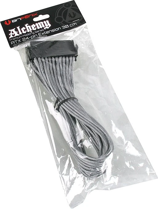 BitFenix Alchemy 24-Pin ATX Verlängerung 30cm, sleeved silber