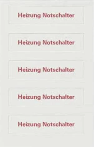 Siemens DELTA style Beschriftungsfeldeinlage für Wippe HEIZUNGS-Notschalter