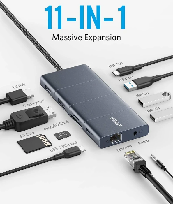 Anker PowerExpand 11-in-1 USB-C PD Hub, USB-C 3.0 [Stecker]