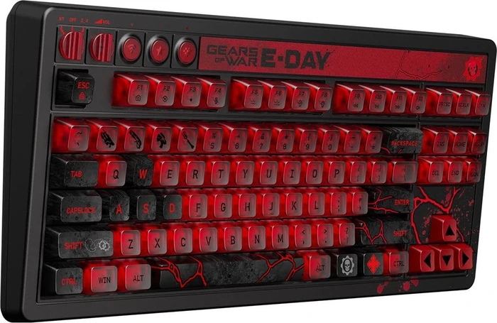 8BitDo Retro 87 Mechanical Keyboard - Gears of War E-Day Edition, Clear Blue, Cloud Gray Linear, USB/Bluetooth, US