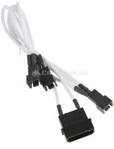 BitFenix Molex auf 3-Pin Adapter, sleeved, 20cm, weiß/schwarz
