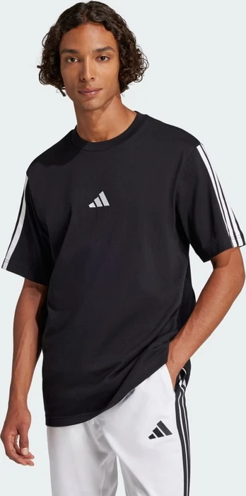 adidas Essentials 3-Streifen Single Jersey T-Shirt kurzarm schwarz/weiß (Herren)