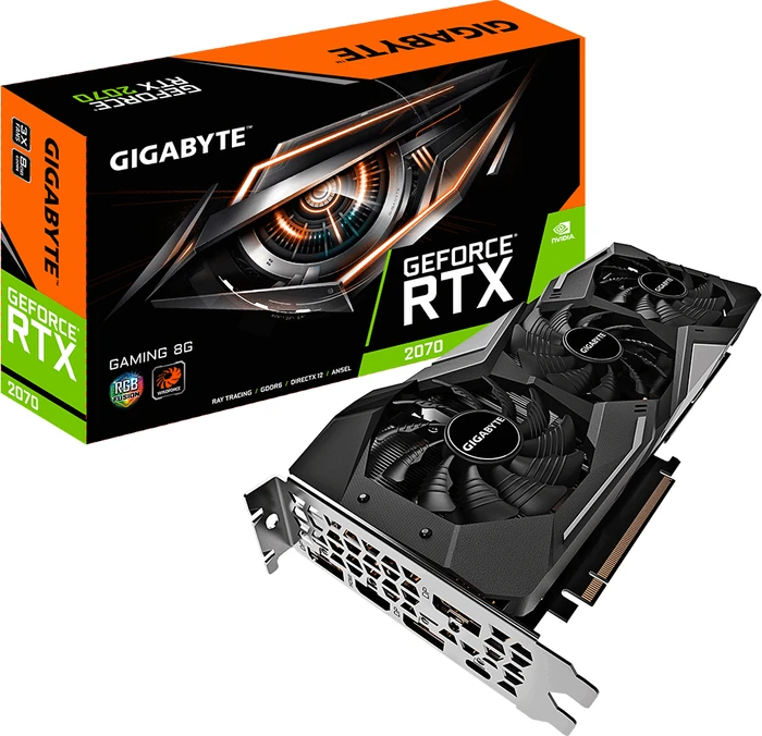 GIGABYTE GeForce RTX 2070 Gaming 8G (Rev. 2.0), 8GB GDDR6, HDMI, USB-C, 3x DP