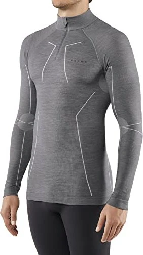 Falke Zip Wool-Tech Funktionsshirt langarm grey-heather (Herren)