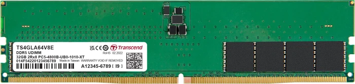 Transcend UDIMM 32GB, DDR5-4800, CL40, 2RX8