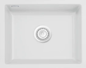 systemceram Mera 50 U Unterbau Becken mittig mit Ablauffernbedienung satin