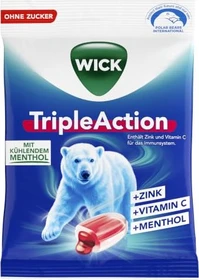 Wick TripleAction Menthol & Cassis Halsbonbons ohne Zucker, 72g