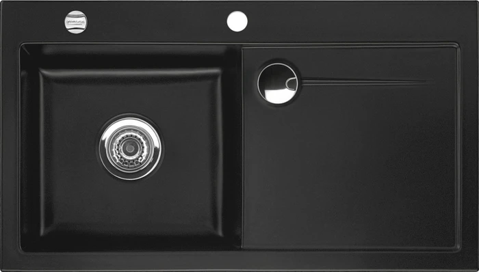 systemceram Stema 90 Einbau Becken links mit Ablauffernbedienung nigra