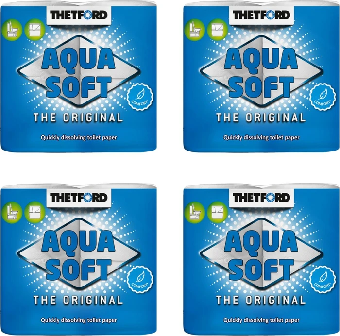 Thetford Aqua Soft Comfort+ Toilettenpapier 2-lagig weiß, 4 Rollen