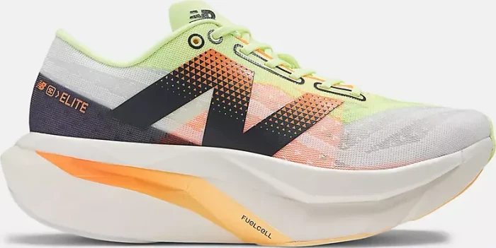 New Balance FuelCell SuperComp Elite v4 white/bleached lime glo/hot mango (Damen)