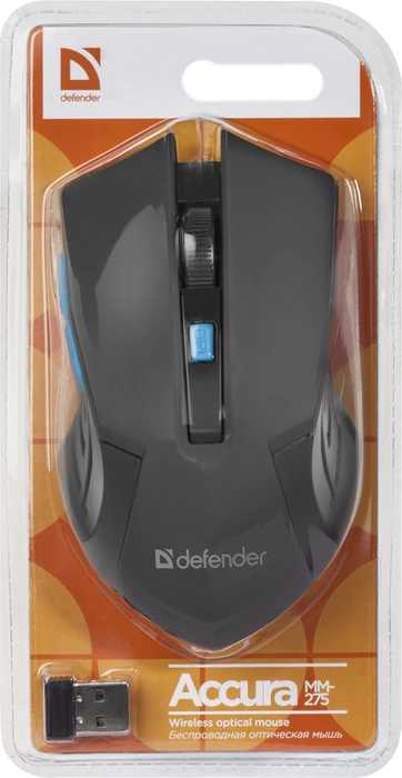 Defender Accura MM-275 Wireless Optical Mouse schwarz/blau, USB