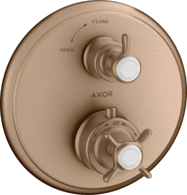 Hansgrohe Axor Montreux Thermostat Unterputz mit Kreuzgriff und Absperrventil brushed red gold