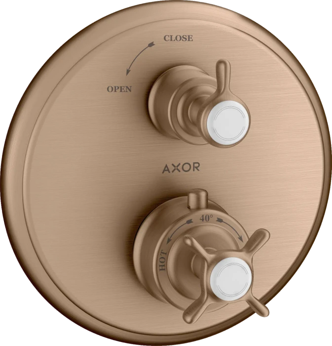Hansgrohe Axor Montreux Thermostat Unterputz mit Kreuzgriff und Absperrventil brushed red gold