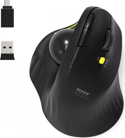 Port Designs Wireless Ergonomic Rechargeable Trackball, USB-A/Bluetooth