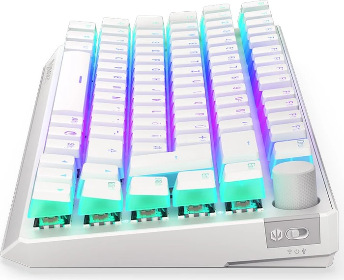 Endorfy Thock 75% Wireless Pudding, Onyx White, PBT, LEDs RGB, hot-swap, Kailh Box BLACK, USB/Bluetooth, DE