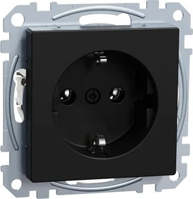 Schneider Electric SCHUKO-Steckdose, Steckklemmen, schwarz matt, System M