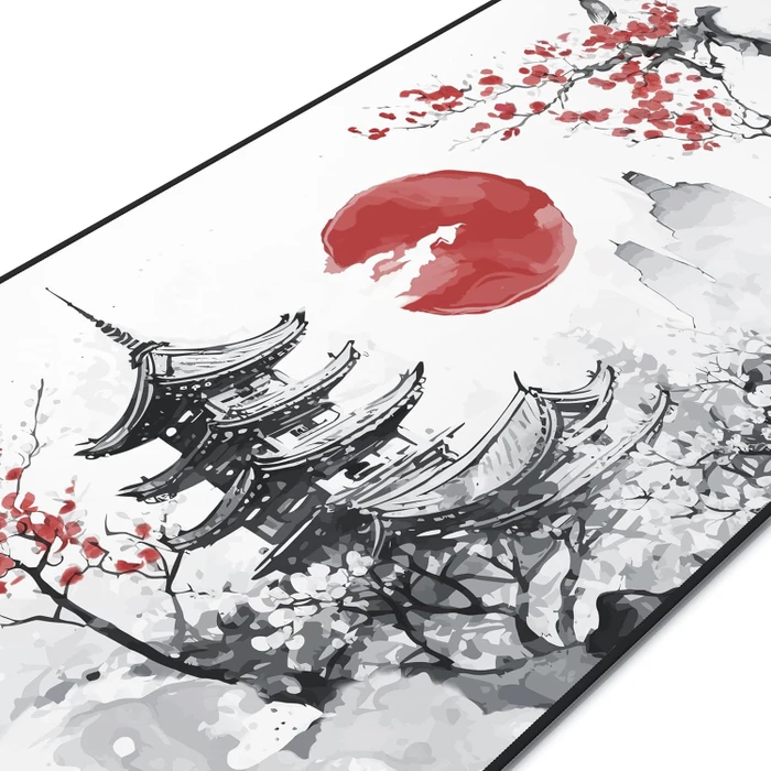 Titanwolf Delta XXL, Gaming-Mauspad, 900x400mm, Japan Ink Painting, schwarzer Rahmen