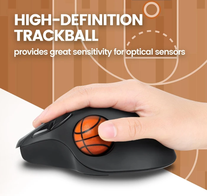 Perixx PERIPRO-303BKB 34mm für Perimice und Logitech M570, Ersatz-Trackball, Basketball, orange/schwarz
