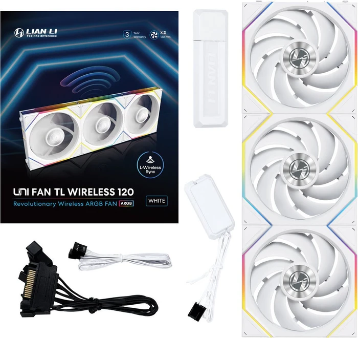 Lian Li Uni Fan TL Wireless 120 RGB, weiß, LED-Steuerung, 120mm, 3er-Pack