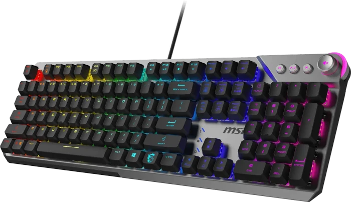 MSI STRIKE 600 V2 Silent Gaming Keyboard, LEDs RGB, Kailh Midnight Pro Silent Tactile, USB, US