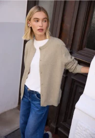 Street One Cardigan mit Rundhals Jacke beige (Damen)