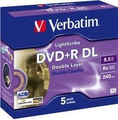 Verbatim Lightscribe DVD+R 8.5GB, 8x, Lightscribe, 5er Jewelcase