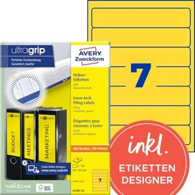 Avery-Zweckform Ordneretiketten, 192x38mm, gelb, 20 Blatt (140 Etiketten)