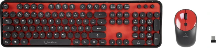 Renkforce RF-DS-Retro Funk-Tastatur-Maus-Set schwarz/rot, USB, DE