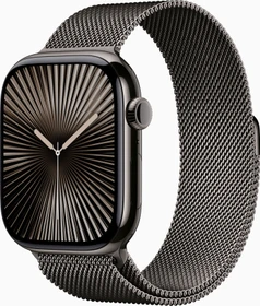 Apple Watch Series 10 (GPS + Cellular) 46mm Titan Schiefer mit Milanaise-Armband S/M Schiefer