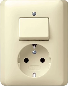 Gira Standard 55 Kombination Wippschalter/SCHUKO-Steckdose mit Vollplatte, cremeweiß glänzend