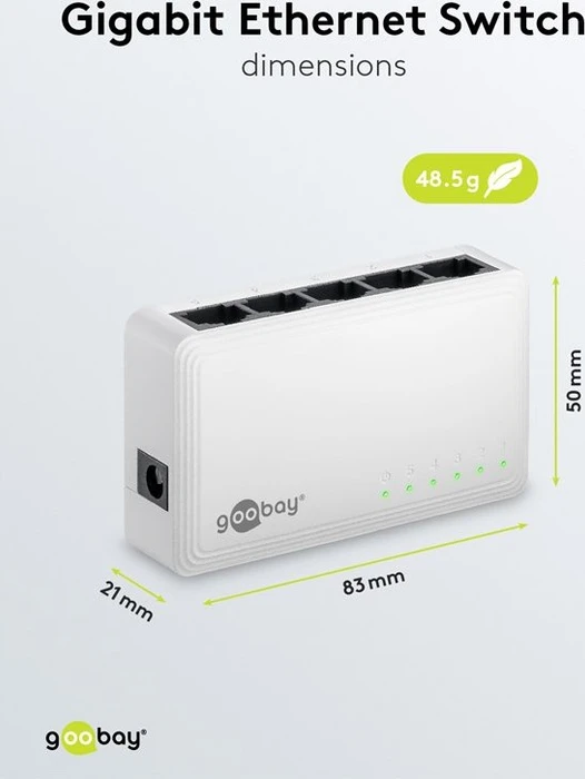 Wentronic goobay Desktop Gigabit Switch, 5x RJ-45