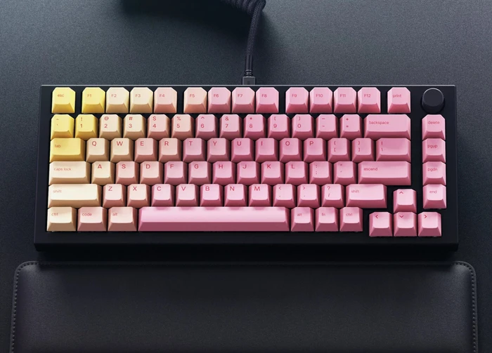 Glorious GPBT Keycaps, Kunststoff (PBT), Pink Grapefruit, rot/rosa/gelb, 143 Tasten (104+39), ANSI-US